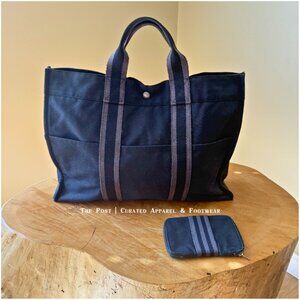 Hermès 🏷️  Canvas Rectangular Tote (Fourre-Tout / Herline) + Wallet (Unisex)